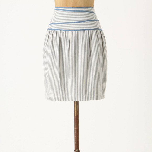 Hype Dresses & Skirts - Anthropologie Calm Seas Skirt Blue Striped Linen Blend By Hype Size 6